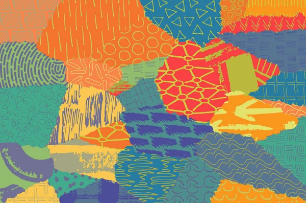 Soyut siyah konturlar, el vektör desen çizdi. Geometrik tarzı Retro soyut desen. Soyut çok renkli geometrik desen.