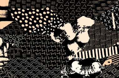 Soyut siyah konturlar, el vektör desen çizdi. Geometrik tarzı Retro soyut desen. Soyut çok renkli geometrik desen.