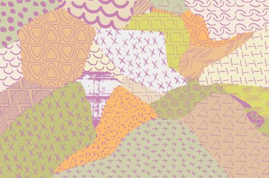 Soyut siyah konturlar, el vektör desen çizdi. Geometrik tarzı Retro soyut desen. Soyut çok renkli geometrik desen.