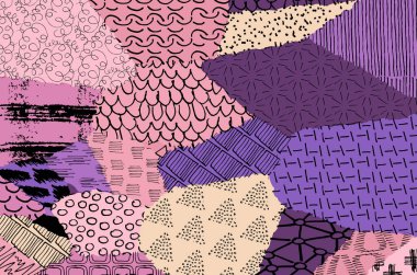 Soyut siyah konturlar, el vektör desen çizdi. Geometrik tarzı Retro soyut desen. Soyut çok renkli geometrik desen.