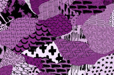 Soyut siyah konturlar, el vektör desen çizdi. Geometrik tarzı Retro soyut desen. Soyut çok renkli geometrik desen.