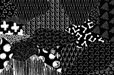 Soyut siyah konturlar, el vektör desen çizdi. Geometrik tarzı Retro soyut desen. Soyut çok renkli geometrik desen.