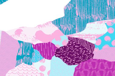 Soyut siyah konturlar, el vektör desen çizdi. Geometrik tarzı Retro soyut desen. Soyut çok renkli geometrik desen.