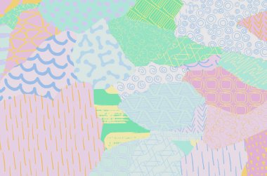 Soyut siyah konturlar, el vektör desen çizdi. Geometrik tarzı Retro soyut desen. Soyut çok renkli geometrik desen.