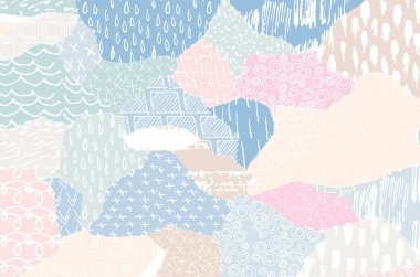 Soyut siyah konturlar, el vektör desen çizdi. Geometrik tarzı Retro soyut desen. Soyut çok renkli geometrik desen.