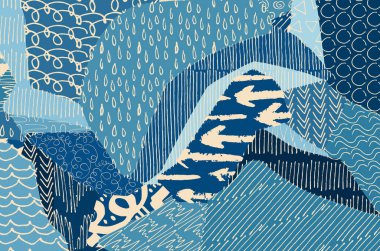 Soyut siyah konturlar, el vektör desen çizdi. Geometrik tarzı Retro soyut desen. Soyut çok renkli geometrik desen.