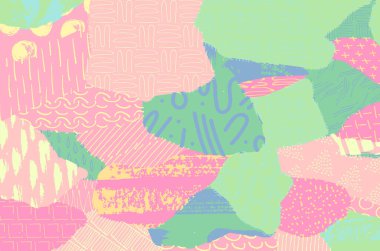 Soyut siyah konturlar, el vektör desen çizdi. Geometrik tarzı Retro soyut desen. Soyut çok renkli geometrik desen.