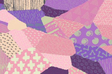 Soyut siyah konturlar, el vektör desen çizdi. Geometrik tarzı Retro soyut desen. Soyut çok renkli geometrik desen.