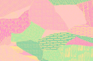 Soyut siyah konturlar, el vektör desen çizdi. Geometrik tarzı Retro soyut desen. Soyut çok renkli geometrik desen.