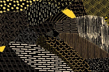 Soyut siyah konturlar, el vektör desen çizdi. Geometrik tarzı Retro soyut desen. Soyut çok renkli geometrik desen.