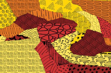 Soyut siyah konturlar, el vektör desen çizdi. Geometrik tarzı Retro soyut desen. Soyut çok renkli geometrik desen.