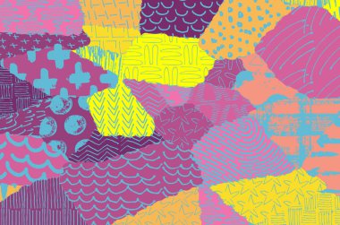 Soyut siyah konturlar, el vektör desen çizdi. Geometrik tarzı Retro soyut desen. Soyut çok renkli geometrik desen.