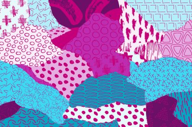 Soyut siyah konturlar, el vektör desen çizdi. Geometrik tarzı Retro soyut desen. Soyut çok renkli geometrik desen.