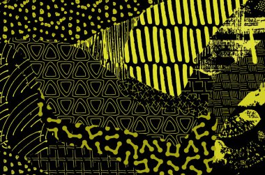 Soyut siyah konturlar, el vektör desen çizdi. Geometrik tarzı Retro soyut desen. Soyut çok renkli geometrik desen.