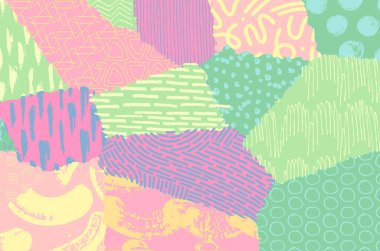 Soyut siyah konturlar, el vektör desen çizdi. Geometrik tarzı Retro soyut desen. Soyut çok renkli geometrik desen.