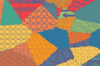 Soyut siyah konturlar, el vektör desen çizdi. Geometrik tarzı Retro soyut desen. Soyut çok renkli geometrik desen.