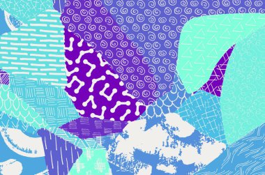 Soyut siyah konturlar, el vektör desen çizdi. Geometrik tarzı Retro soyut desen. Soyut çok renkli geometrik desen.