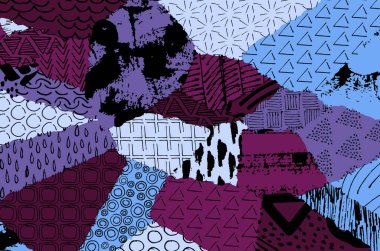 Soyut siyah konturlar, el vektör desen çizdi. Geometrik tarzı Retro soyut desen. Soyut çok renkli geometrik desen.