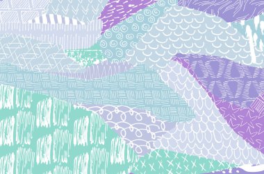 Soyut siyah konturlar, el vektör desen çizdi. Geometrik tarzı Retro soyut desen. Soyut çok renkli geometrik desen.