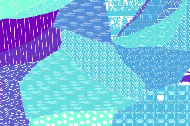 Soyut siyah konturlar, el vektör desen çizdi. Geometrik tarzı Retro soyut desen. Soyut çok renkli geometrik desen.