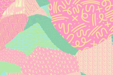 Soyut siyah konturlar, el vektör desen çizdi. Geometrik tarzı Retro soyut desen. Soyut çok renkli geometrik desen.