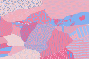 Soyut siyah konturlar, el vektör desen çizdi. Geometrik tarzı Retro soyut desen. Soyut çok renkli geometrik desen.