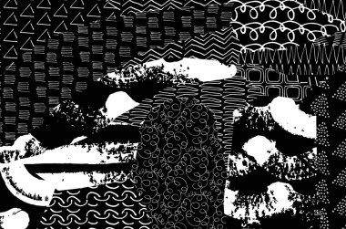 Soyut siyah konturlar, el vektör desen çizdi. Geometrik tarzı Retro soyut desen. Soyut çok renkli geometrik desen.