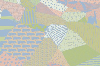 Soyut siyah konturlar, el vektör desen çizdi. Geometrik tarzı Retro soyut desen. Soyut çok renkli geometrik desen.