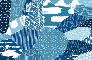 Soyut siyah konturlar, el vektör desen çizdi. Geometrik tarzı Retro soyut desen. Soyut çok renkli geometrik desen.