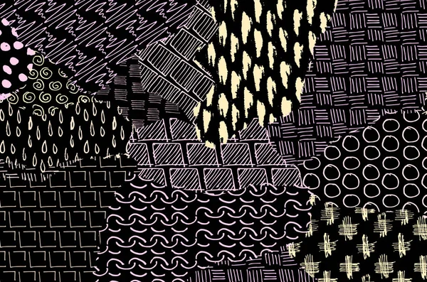 Pinceladas Negras Abstractas Patrón Vectorial Dibujado Mano Patrón Retro Abstracto — Archivo Imágenes Vectoriales