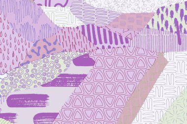 Soyut siyah konturlar, el vektör desen çizdi. Geometrik tarzı Retro soyut desen. Soyut çok renkli geometrik desen.