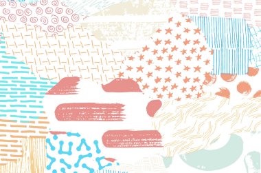 Soyut siyah konturlar, el vektör desen çizdi. Geometrik tarzı Retro soyut desen. Soyut çok renkli geometrik desen.