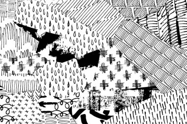 Soyut siyah konturlar, el vektör desen çizdi. Geometrik tarzı Retro soyut desen. Soyut çok renkli geometrik desen.