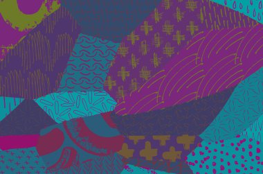 Soyut siyah konturlar, el vektör desen çizdi. Geometrik tarzı Retro soyut desen. Soyut çok renkli geometrik desen.