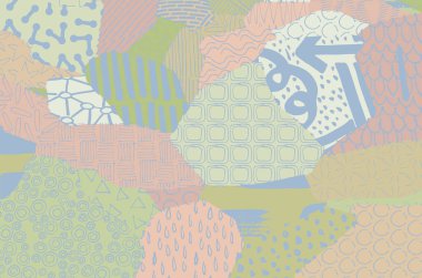 Soyut siyah konturlar, el vektör desen çizdi. Geometrik tarzı Retro soyut desen. Soyut çok renkli geometrik desen.