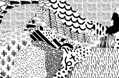 Soyut siyah konturlar, el vektör desen çizdi. Geometrik tarzı Retro soyut desen. Soyut çok renkli geometrik desen.