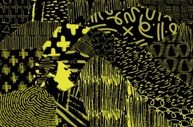 Soyut siyah konturlar, el vektör desen çizdi. Geometrik tarzı Retro soyut desen. Soyut çok renkli geometrik desen.