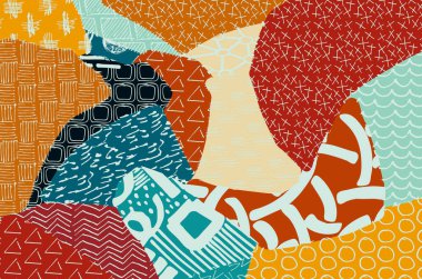 Soyut siyah konturlar, el vektör desen çizdi. Geometrik tarzı Retro soyut desen. Soyut çok renkli geometrik desen.