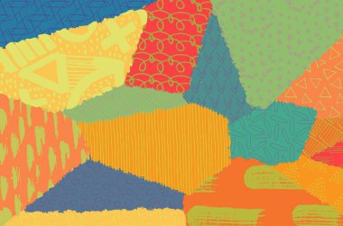 Soyut siyah konturlar, el vektör desen çizdi. Geometrik tarzı Retro soyut desen. Soyut çok renkli geometrik desen.