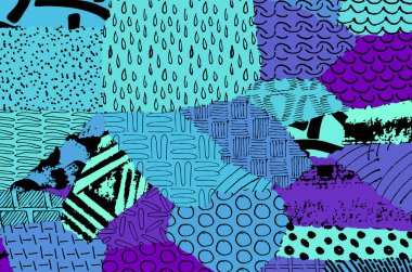 Soyut siyah konturlar, el vektör desen çizdi. Geometrik tarzı Retro soyut desen. Soyut çok renkli geometrik desen.