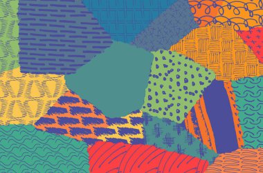 Soyut siyah konturlar, el vektör desen çizdi. Geometrik tarzı Retro soyut desen. Soyut çok renkli geometrik desen.