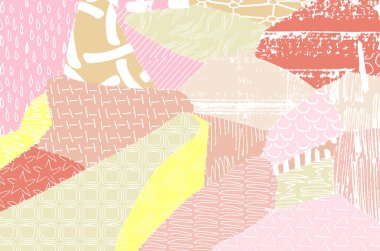 Soyut siyah konturlar, el vektör desen çizdi. Geometrik tarzı Retro soyut desen. Soyut çok renkli geometrik desen.