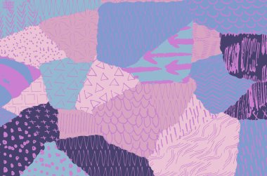 Soyut siyah konturlar, el vektör desen çizdi. Geometrik tarzı Retro soyut desen. Soyut çok renkli geometrik desen.