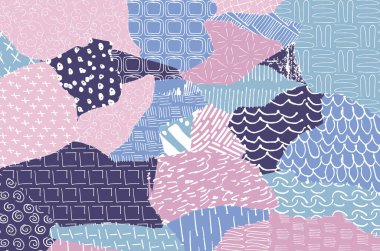 Soyut siyah konturlar, el vektör desen çizdi. Geometrik tarzı Retro soyut desen. Soyut çok renkli geometrik desen.