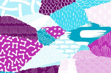 Soyut siyah konturlar, el vektör desen çizdi. Geometrik tarzı Retro soyut desen. Soyut çok renkli geometrik desen.