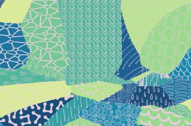 Soyut siyah konturlar, el vektör desen çizdi. Geometrik tarzı Retro soyut desen. Soyut çok renkli geometrik desen.