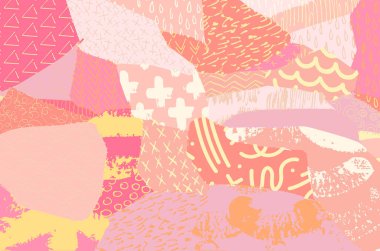 Soyut siyah konturlar, el vektör desen çizdi. Geometrik tarzı Retro soyut desen. Soyut çok renkli geometrik desen.