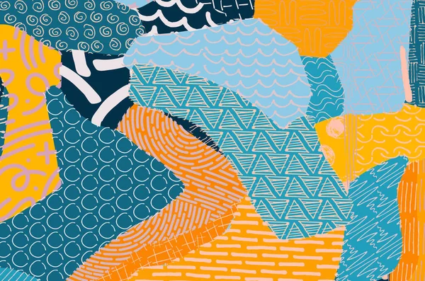 Soyut siyah konturlar, el vektör desen çizdi. Geometrik tarzı Retro soyut desen. Soyut çok renkli geometrik desen.