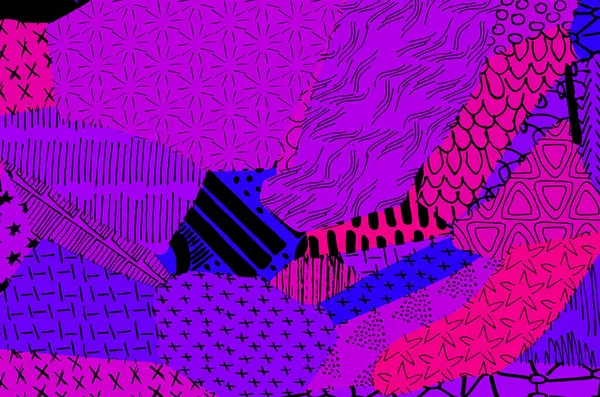 Soyut siyah konturlar, el vektör desen çizdi. Geometrik tarzı Retro soyut desen. Soyut çok renkli geometrik desen.