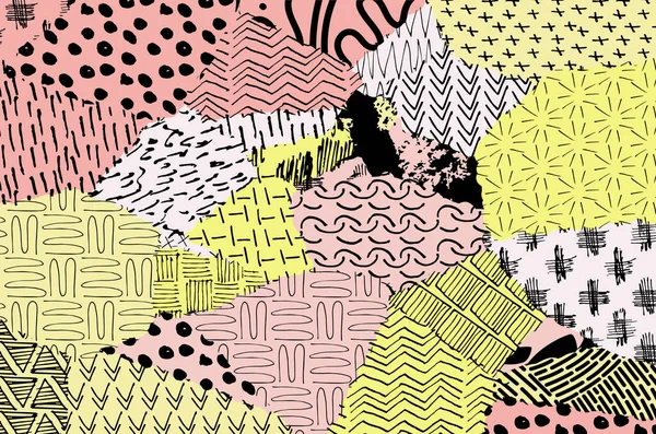 Soyut siyah konturlar, el vektör desen çizdi. Geometrik tarzı Retro soyut desen. Soyut çok renkli geometrik desen.